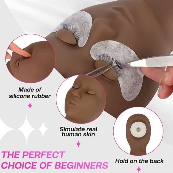 EYELASH Extension Mannequin Head 4 Pairs Removable Eyelids - Picture 3 of 4
